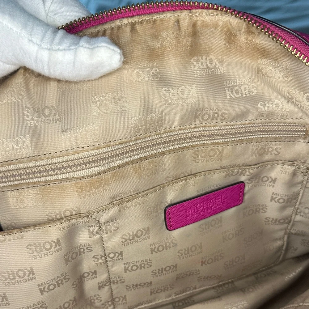 Michael Kors Jet Set Travel Dome Satchel - Raspberry Saffiano Leather - Picture 7 of 8